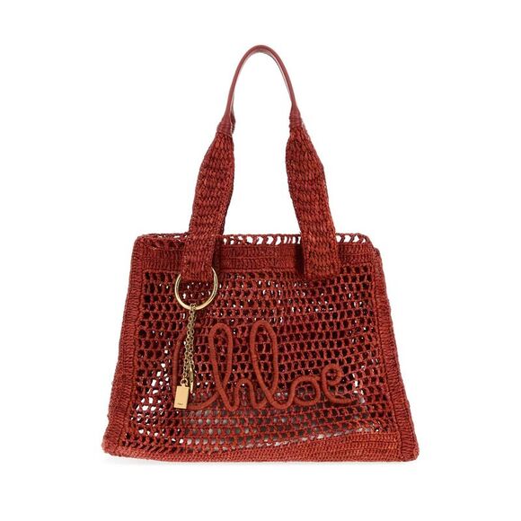 CHLOE Handbags - Chloe Women Red Raffia East-West Summer Banana Shopping Bag